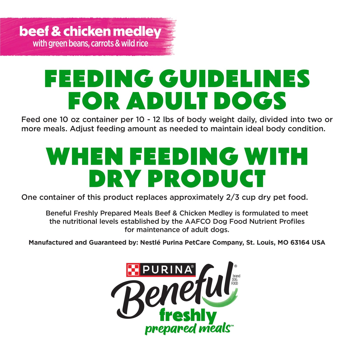 Purina Beneful Dog Food Freshly Prepared Meals Beef and Chicken Medley with Green Beans, Carrots and Wild Rice - (Pack of 8) 10 oz. Tubs