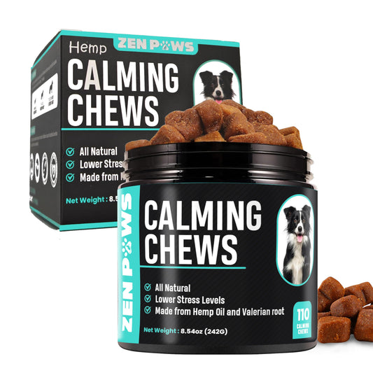 Hemp Calming Chews for Dogs with Anxiety and Stress - Dog Calming Treats - Dog Anxiety Relief - Storms, Barking, Separation - Valerian - Hemp Oil - Calming Treats for Dog