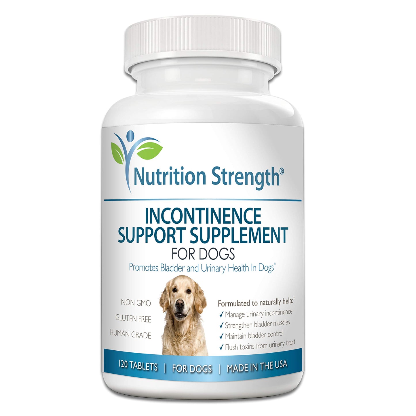 Nutrition Strength Dog Incontinence Support, Organic Support for Bladder Control, Bladder Health and for Dogs Leaking Urine, with Marshmallow, Astragalus & Licorice, 120 Chewable Tablets