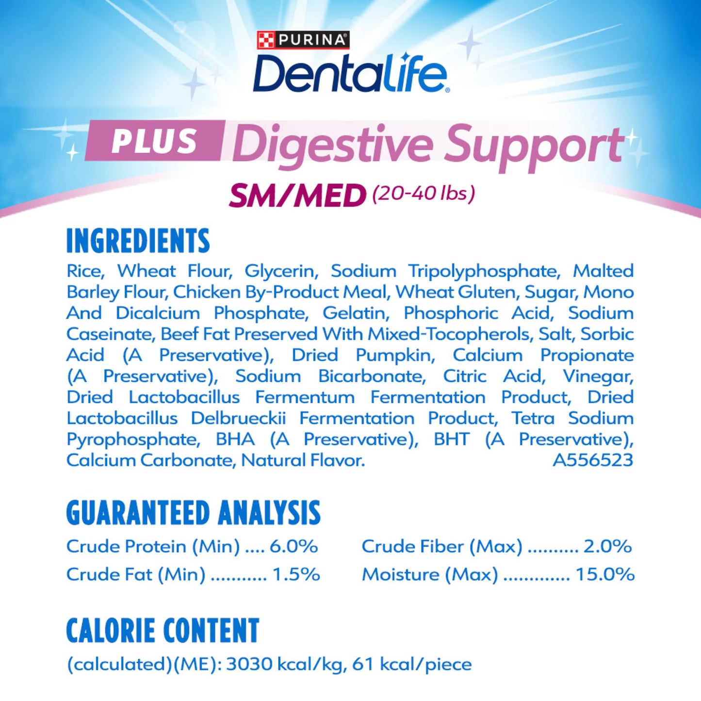DentaLife Plus Digestive Support Dog Treats for Small and Medium Dogs, Cleans Teeth, Freshens Breath, & Supports Healthy Gut, Chicken & Pumpkin Flavor, 14.4 oz., 19 Chews - 19 ct. Pouch