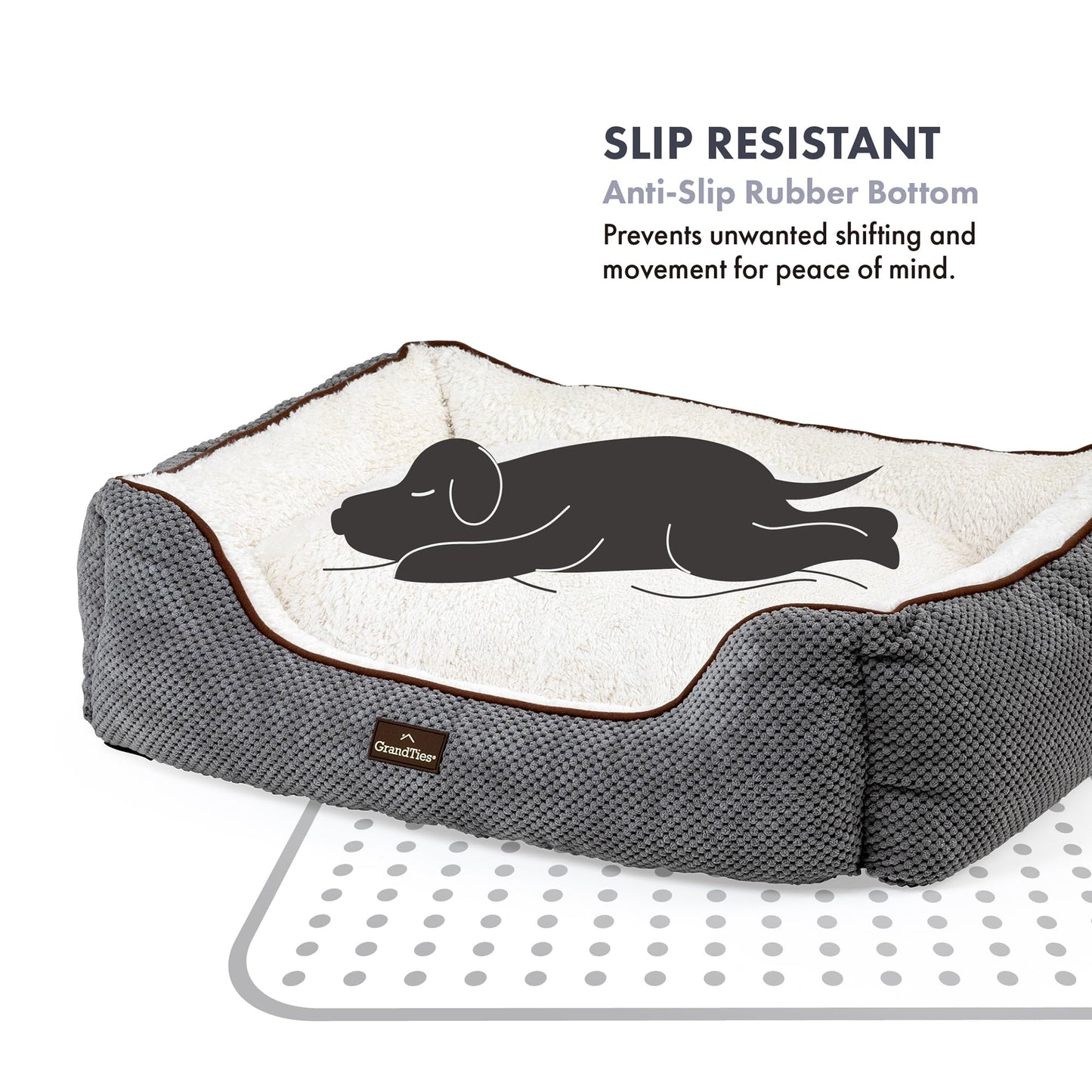 GrandTies Fluffy Dog Beds for Small Medium Large Dogs & Cats, Machine Washable Dog Bed, Rectangle Breathable Soft Calming Sleeping Warming Pet Beds with Waterproof & Non-Slip Bottom (M 34", Moonlight)