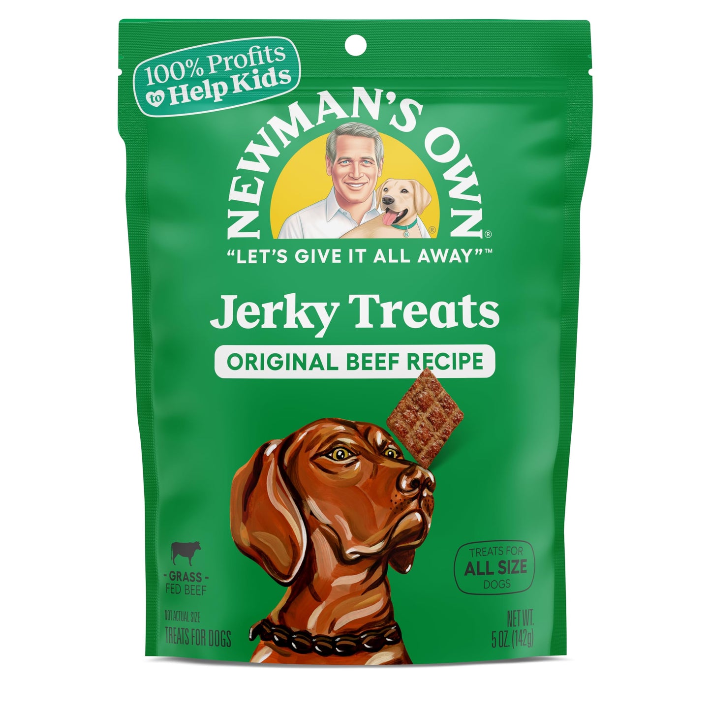 Newman's Own Jerky Treats for Dogs - Original Beef Recipe | Made with Grass Fed Beef | Grain Free | High in Protein | 5 oz Bag (Pack of 6)