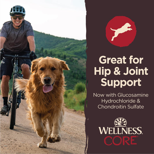 Wellness CORE Healthy Joints Crunchy Dog Treats (Previously Marrow Roasts), Natural Grain-Free Treats, Made with Real Meat, No Artificial Flavors (Beef, 8-Ounce Bag)