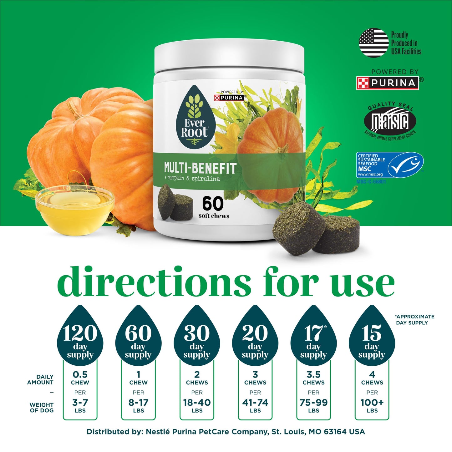 EverRoot By Purina Multi-Benefit Dog Supplements Soft Chews - 10.6 oz. Canister