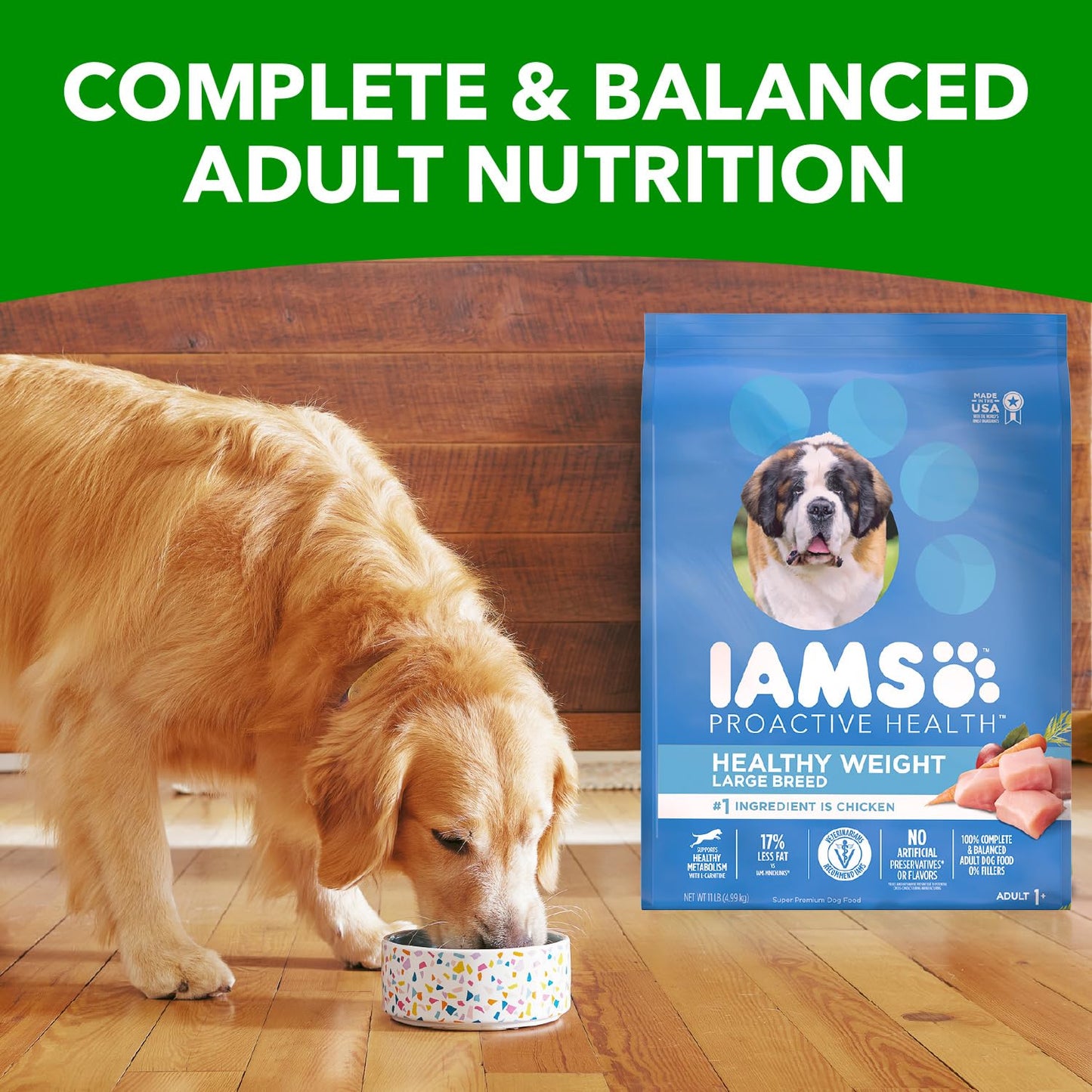 IAMS Proactive Health Healthy Weight Control Large Breed Adult Dry Dog Food with Real Chicken, 29.1 lb. Bag