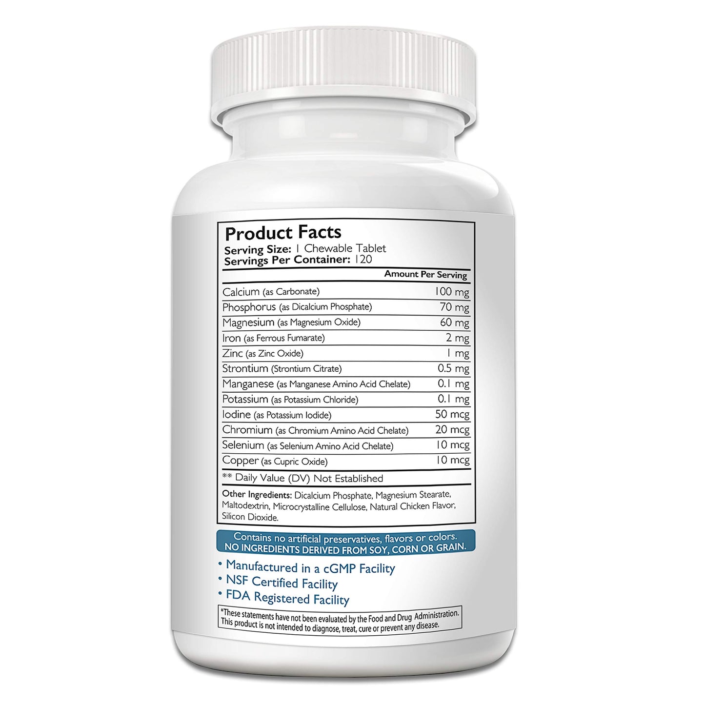 Nutrition Strength Minerals for Dogs, Support Cells & Nerves, Fortify Bones & Muscles, Promote Overall Health with Calcium, Phosphorus, Magnesium, Potassium, Selenium, Iron, Zinc, 120 Chewable Tablets