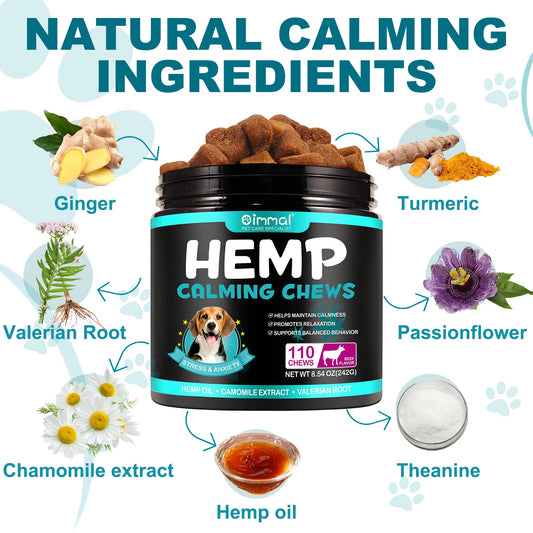 Hemp Calming Chews for Dogs, Dog Training & Behavior Aids, Dog Calming Treats, Natural Soothing Snacks Hemp + Valerian Root, Dog Anxiety Relief & Aggressive Behavior, 110PCS Calming Dog Treats, Beef