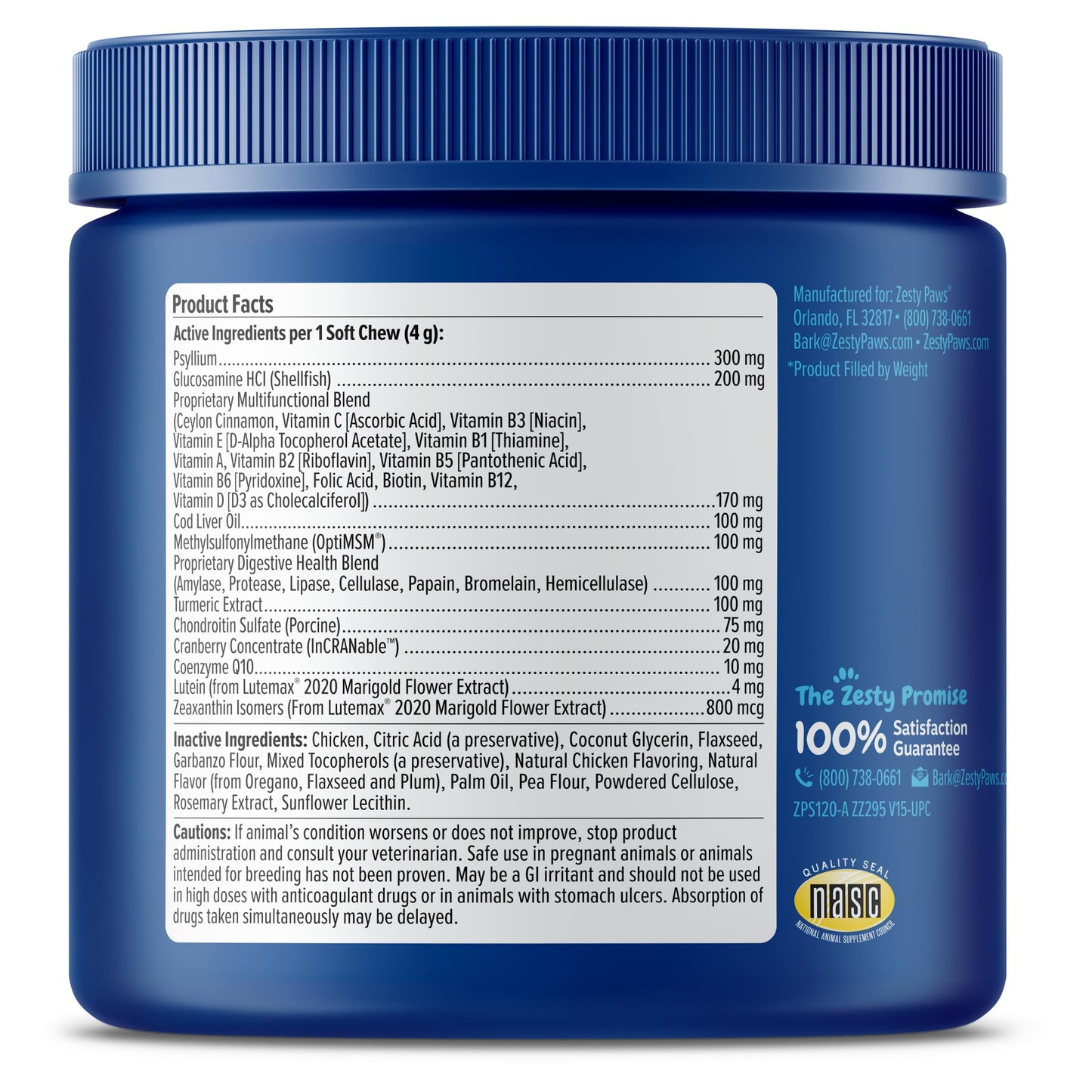 Zesty Paws Senior Dog Multivitamin Treats - Glucosamine for Dogs + Digestive Enzymes & Probiotics - Grain Free Dog Vitamins and Supplements for Skin & Coat + Immune Health Chicken - Advanced - 90ct