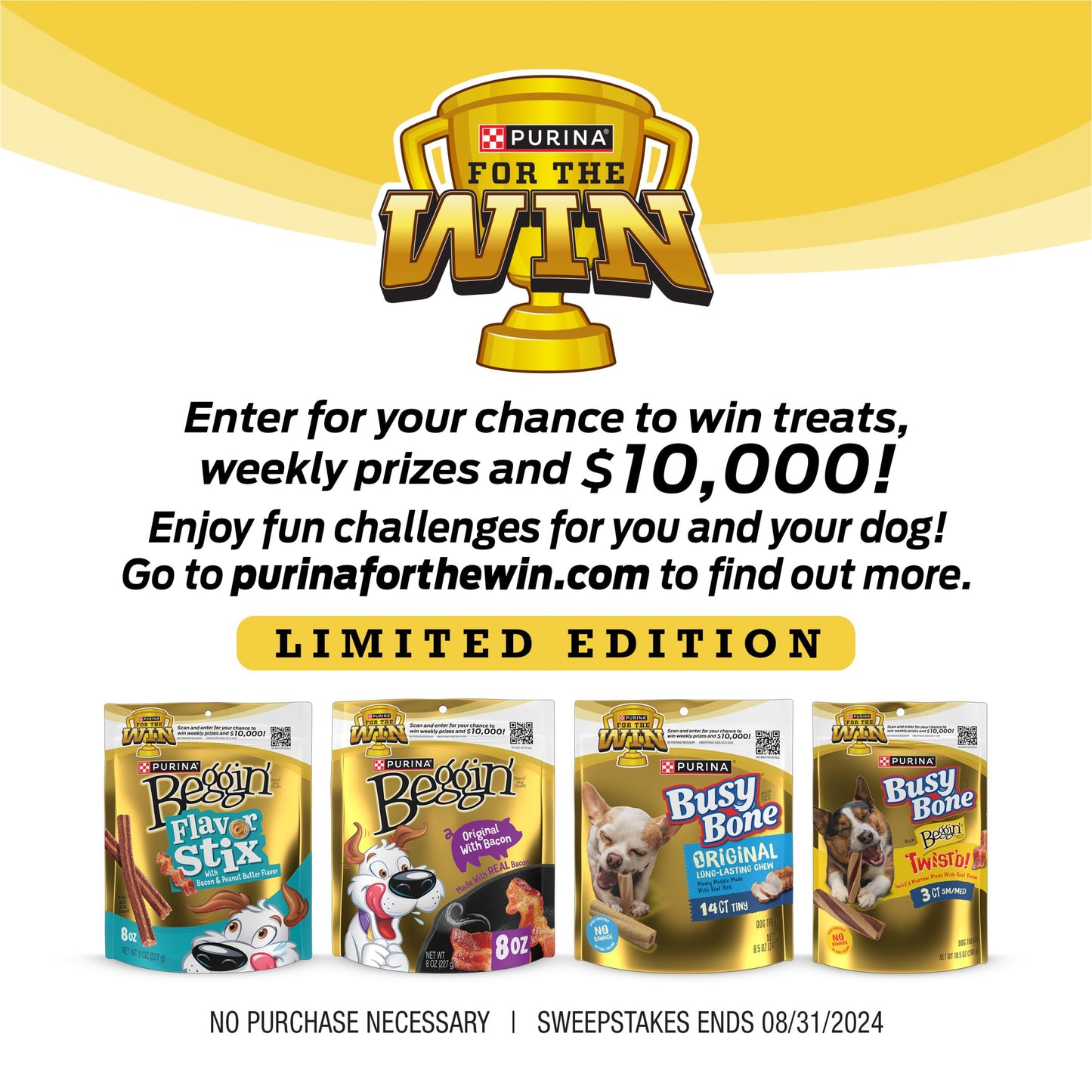 Purina Beggin' Strips Dog Treats, Original With Bacon Flavor - (Pack of 2) 26 oz. Pouches