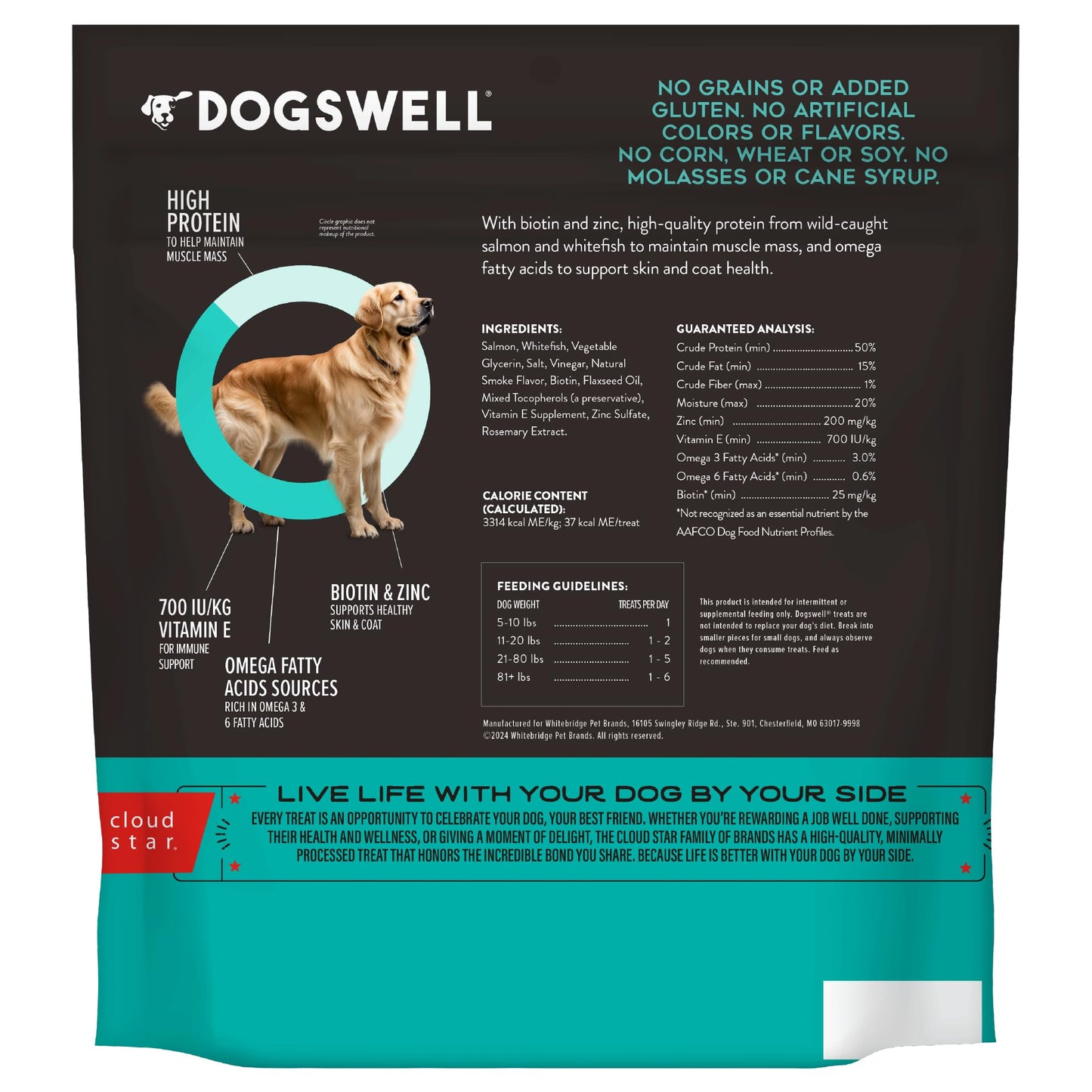 DOGSWELL Jerky Treats for Dogs, Skin and Coat Salmon Recipe 18 oz., 29235