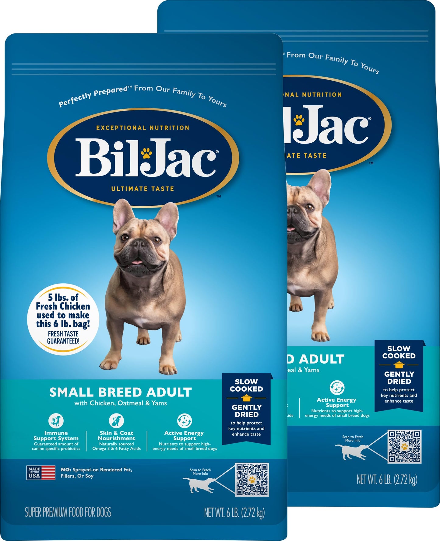 Bil-Jac Small Breed Adult FormulaDry Dog Food, Made with Real Chicken, 6lb (2-Pack)