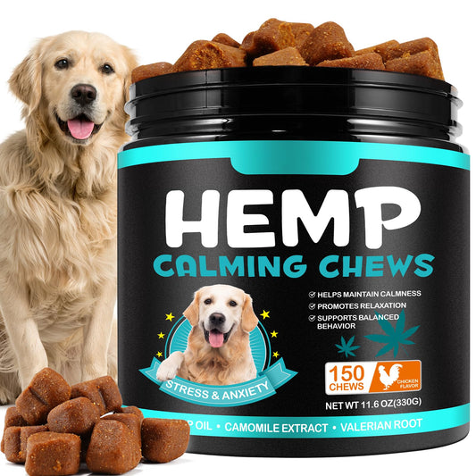 Chicken Calming Chews for Dogs, Dogs Anxiety Relief Treats, Advanced Dog Calming Treats Hemp, Natural Ingredients Dog Calming Treats - Stress & Separation Anxiety (150 Treats)