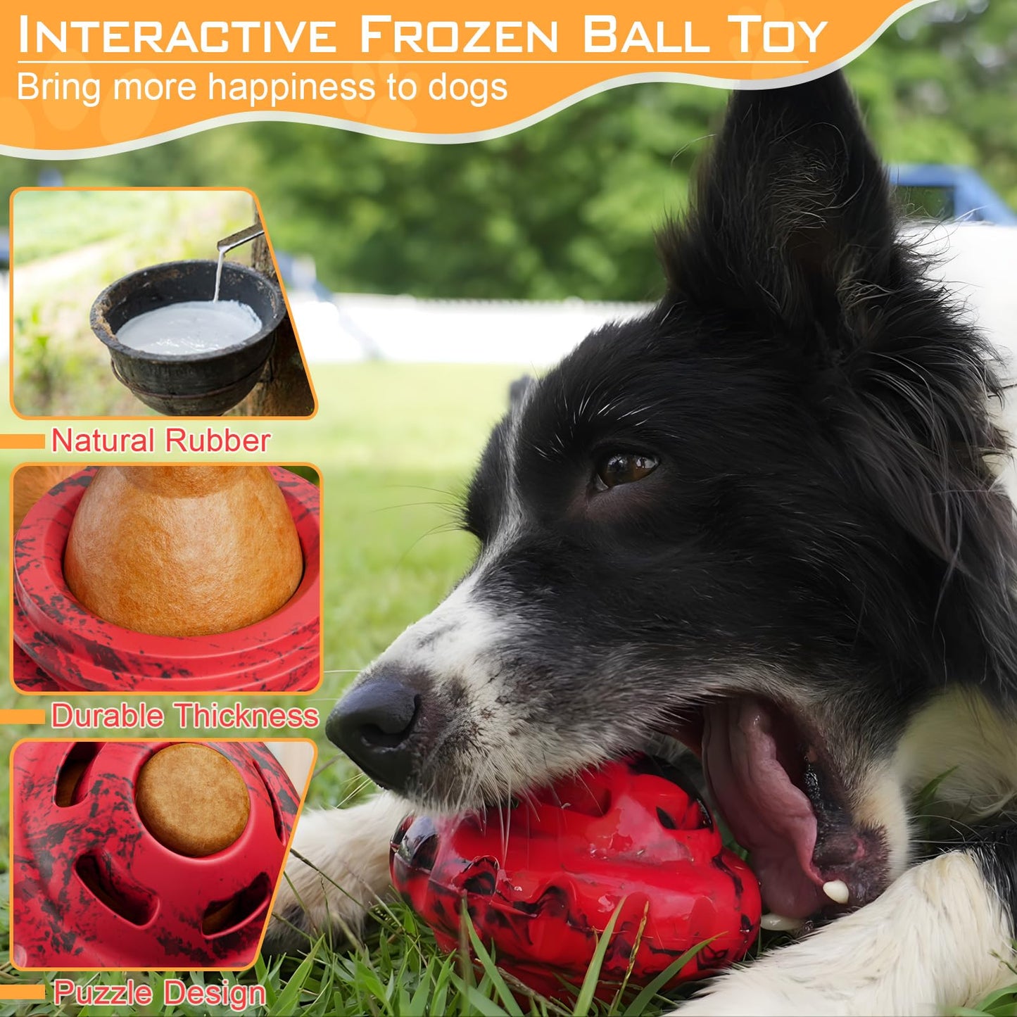 luckdoor Dog Toys to Keep Them Busy,Frozen Treat Dog Enrichment Toys,Slow Food Training to Relieve Boredom and Stimulating,Dog Puzzle Treat Food Dispensing Ball Toy for Small Medium Large Dogs