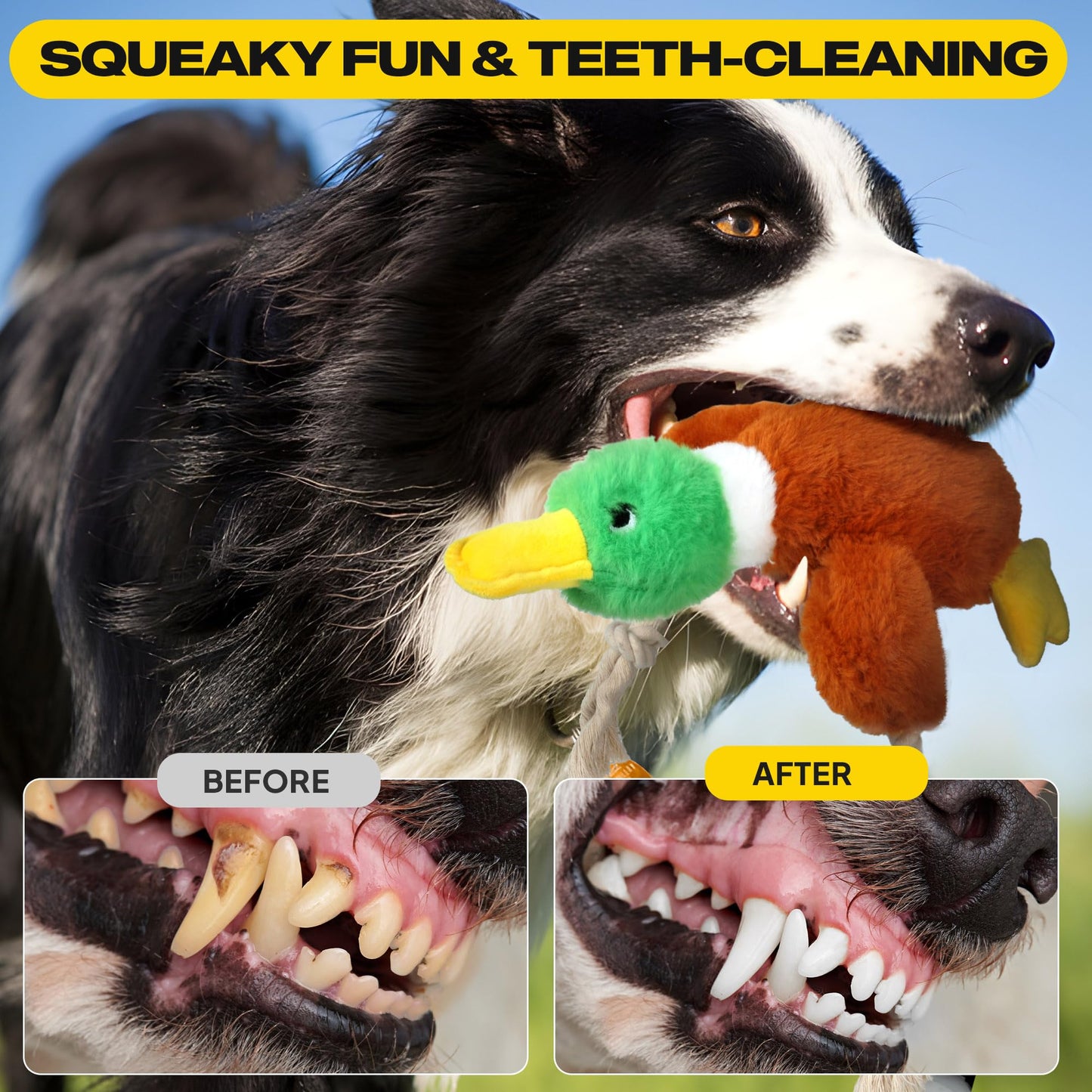 Fida Duck Dog Toys for Aggressive Chewers, Squeaky Dog Rope Toys to Keep Them Busy, Intactive Tug of War Plush Duck with Natural Cotton Rope for Puppy Small Medium and Large Breeds