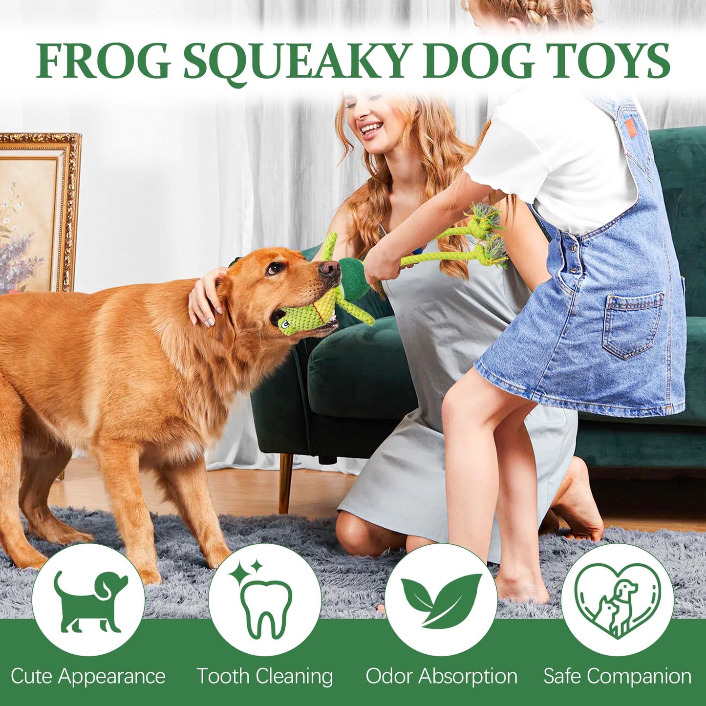 Jestrem Interactive Dog Toys, Tug of War Dog Squeaky Toy, Multi-Functional Chew Toys to Keep Them Busy, Reduce Boredom, Teeth Cleaning for Small Medium Large Dogs