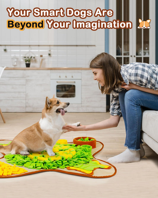 HOPET Snuffle Mat for Dogs Large Breed, 28.3''x28.3'' Interactive Puzzle Dog Food Mat, Easy to Clean, Durable, Mental Stimulation & Slow Feeding Game for All Breeds