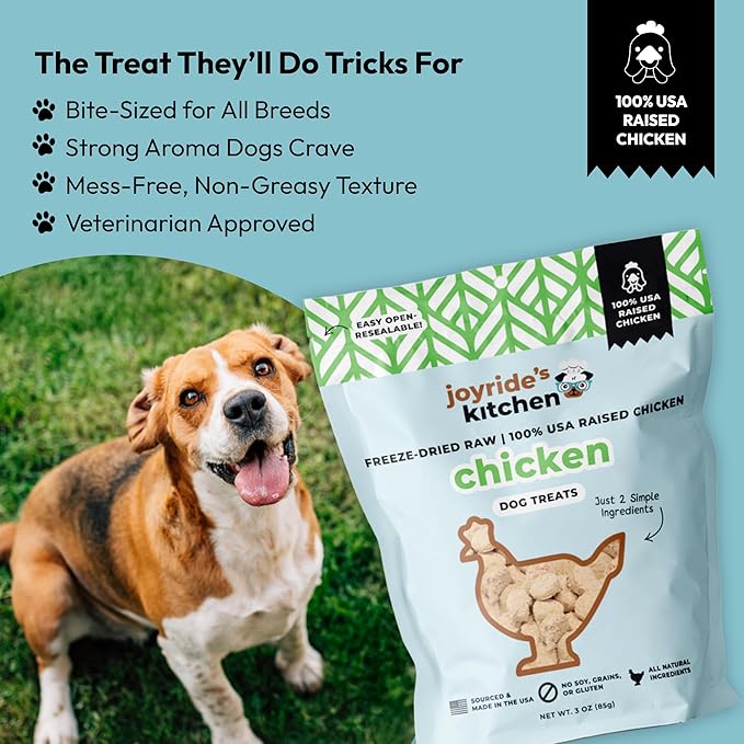 Joyride's Kitchen Freeze-Dried Chicken Liver Dog Treats, Single Ingredient, All-Natural, Protein-Rich Dog Training Treats, Made in USA - Perfect for Picky Eaters, Supports Rescue Dogs, Pack of 2