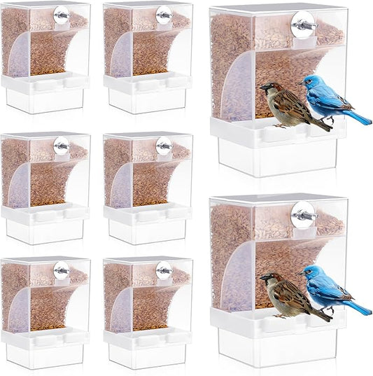 8 Pcs No Mess Bird Feeder Parrot Automatic Feeder Bird Seed Container Water Dispenser for Parakeet Seed Food Container Cage Accessories for Canary Cockatiel Finch