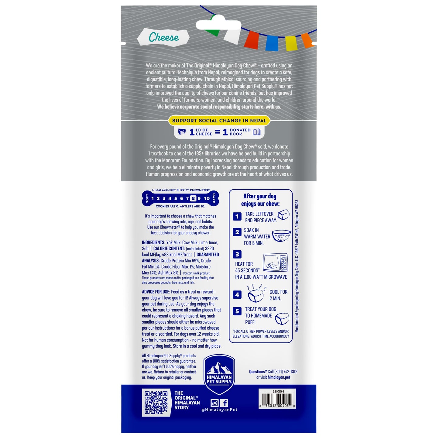 Himalayan Dog Chew Original Yak Cheese Chew, 1 X-Large Stick, 5.3 oz, Gluten Free, Healthy Treats, Grain & Lactose Free 100% Natural, Long Lasting for Dogs Over 55 lbs