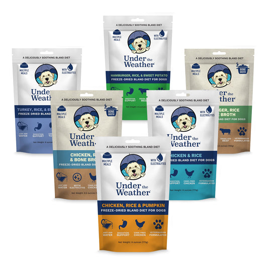 Under the Weather Bland Diet for Dogs | Easy to Digest for Sick Dogs | Always Be Ready | Contains Electrolytes - All Natural Freeze Dried 100% Human Grade Meats | 6 Pack - Multiflavor - 6oz