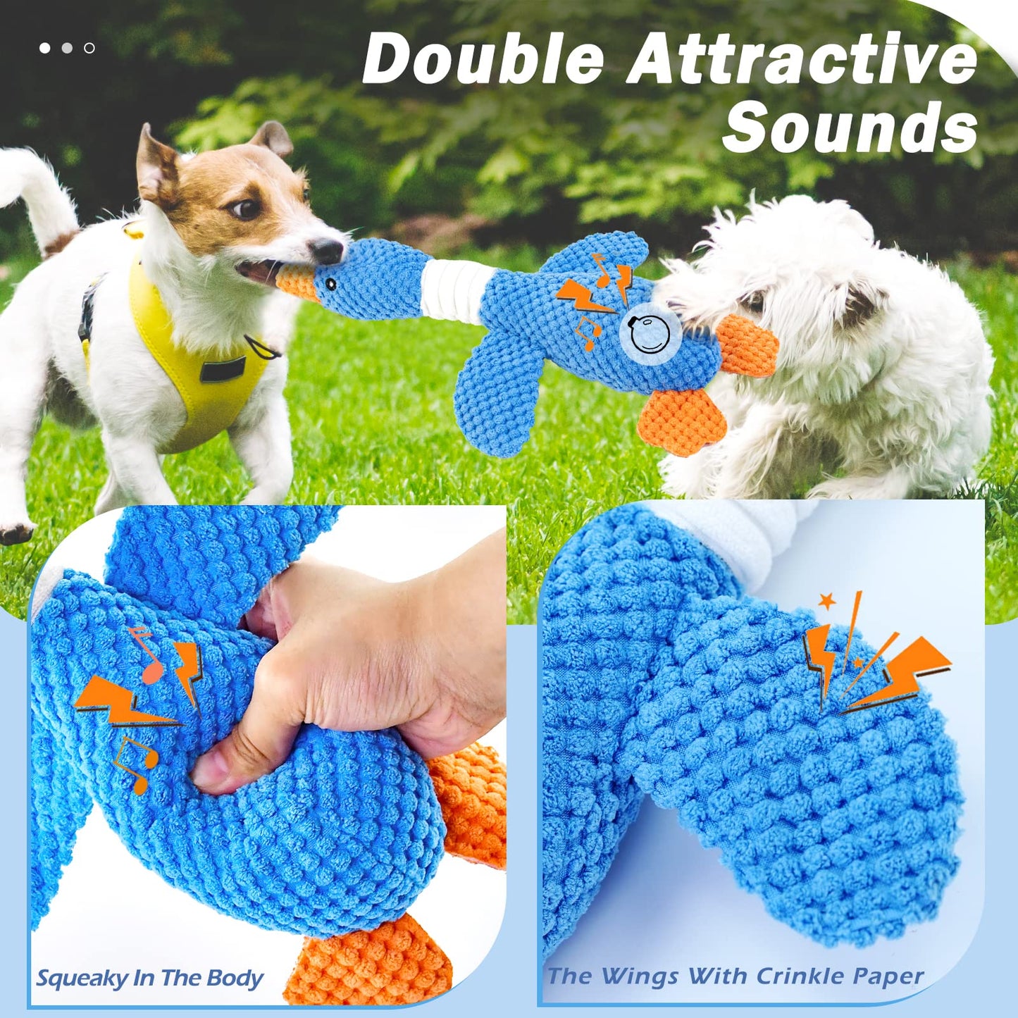 Vitscan Upgraded Goose Durable Dog Toys for Aggressive Chewers Small Medium Large Breed/Dog Chew Toy Crinkle Squeaky Plush Dog Puppy Chew Toys for Teething/Interactive Dog Toys