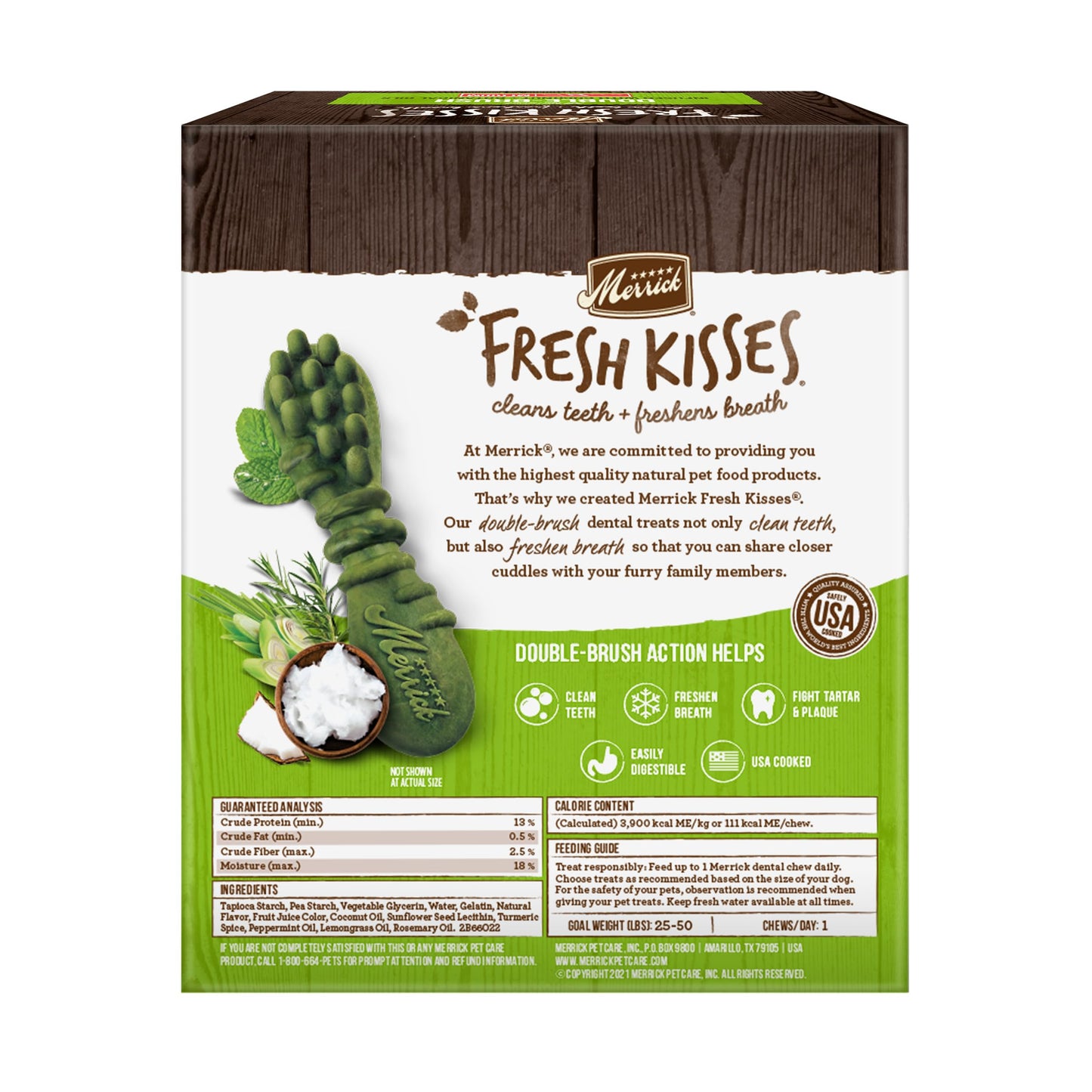 Merrick Fresh Kisses Natural Dental Chews Infused With Coconut And Botanical Oils For Medium Dogs 25-50 Lbs - 22 ct. Box