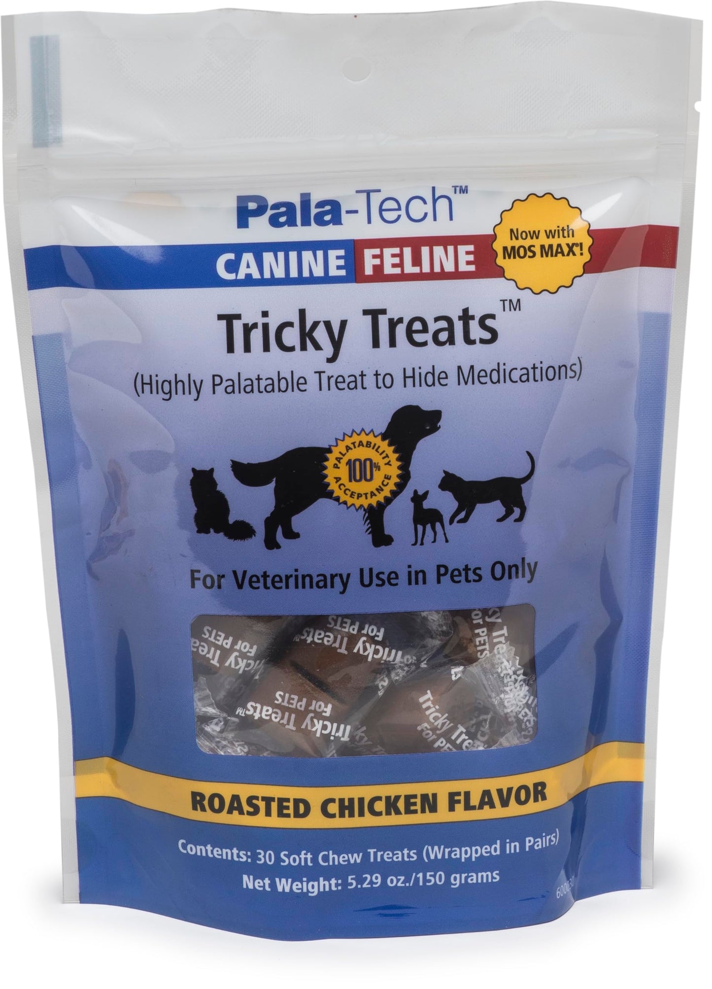 Soft Dog Treat Pouch with Roasted Chicken Flavor - 30 Chewy Dog Training Treats - Easy to Swallow - Veterinary Use in Dogs Only (5.29 oz/150 Grams) Pouch