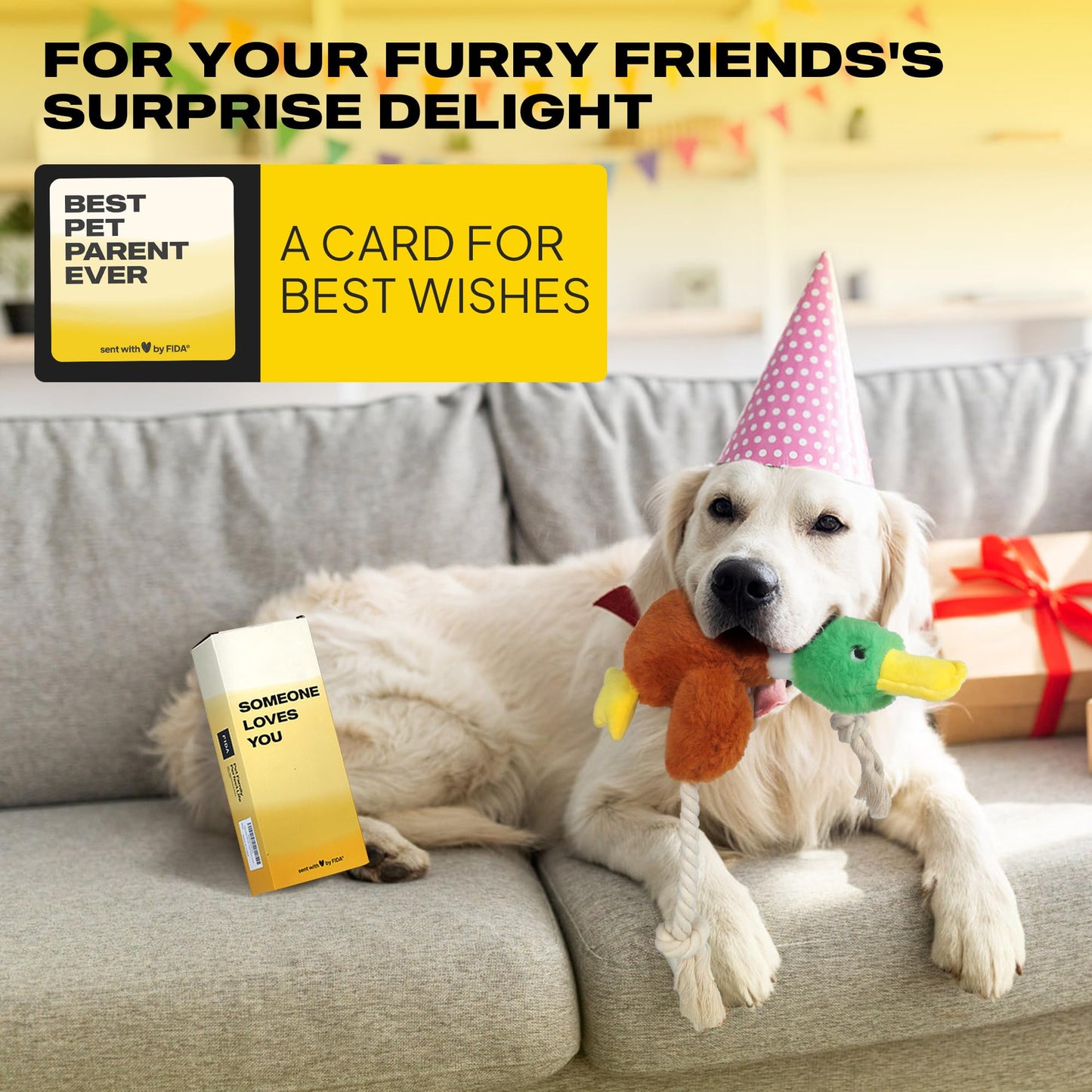 Fida Duck Dog Toys for Aggressive Chewers, Squeaky Dog Rope Toys to Keep Them Busy, Intactive Tug of War Plush Duck with Natural Cotton Rope for Puppy Small Medium and Large Breeds