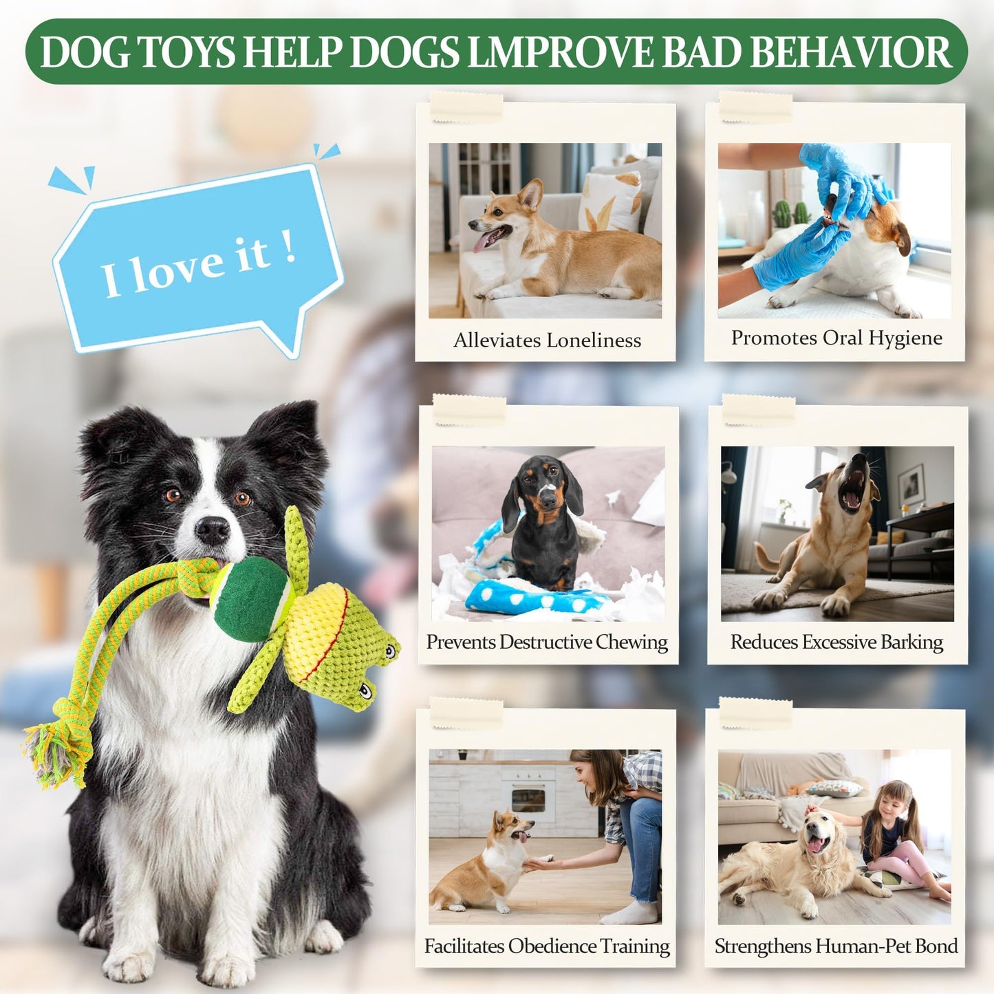 Jestrem Interactive Dog Toys, Tug of War Dog Squeaky Toy, Multi-Functional Chew Toys to Keep Them Busy, Reduce Boredom, Teeth Cleaning for Small Medium Large Dogs