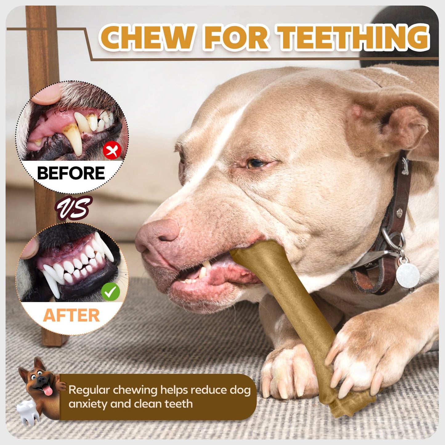 PUPTILY Dog Toys for Aggressive Chewers, Indestructible Bones for Aggressive Chewers, Tough Puppy Chew Toy for Heavy Duty Dogs, Big Dog Teething Toys with Durable Nylon for Large/Medium Breed Puppies