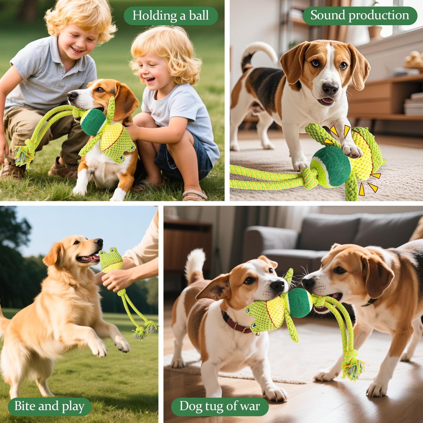 Jestrem Interactive Dog Toys, Tug of War Dog Squeaky Toy, Multi-Functional Chew Toys to Keep Them Busy, Reduce Boredom, Teeth Cleaning for Small Medium Large Dogs