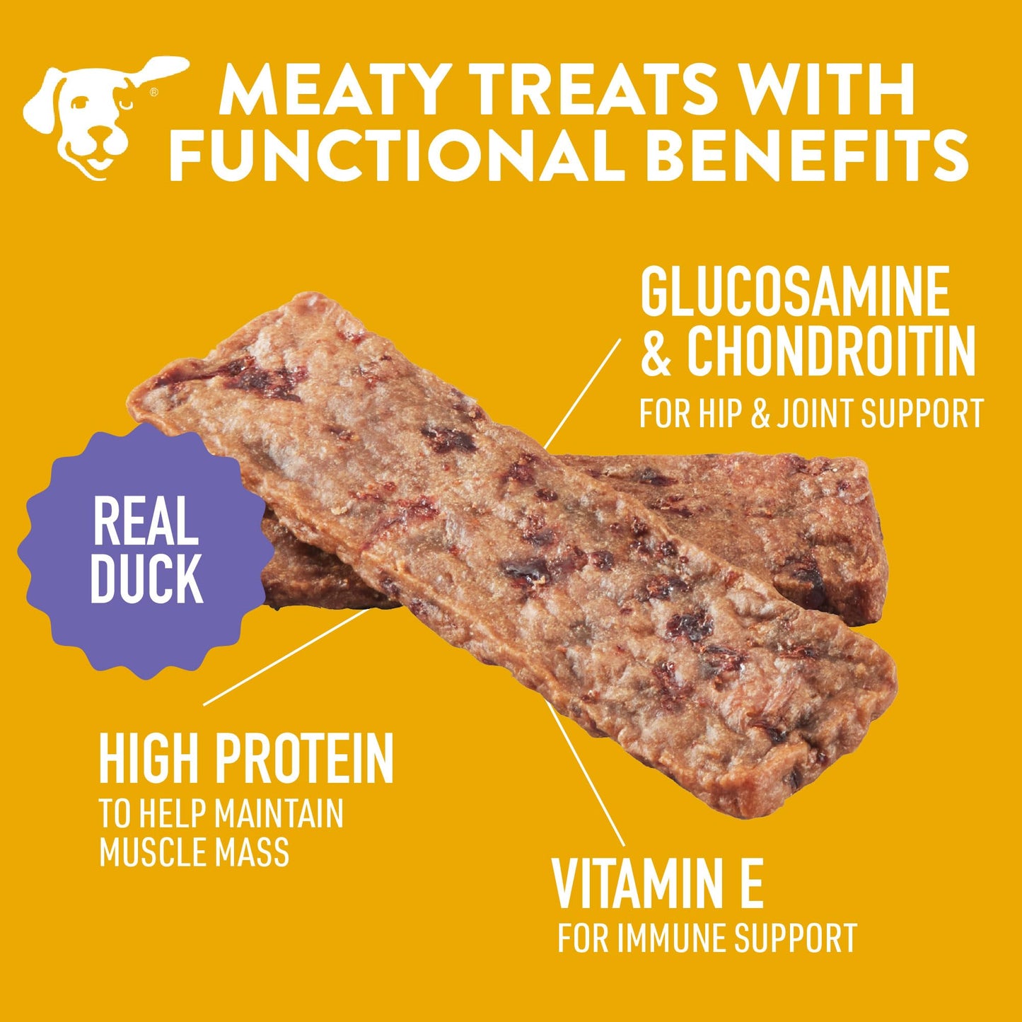 Dogswell Jerky Hip and Joint Dog Treats Grain Free Made in USA Only, Glucosamine and Chondroitin, 20 oz Duck