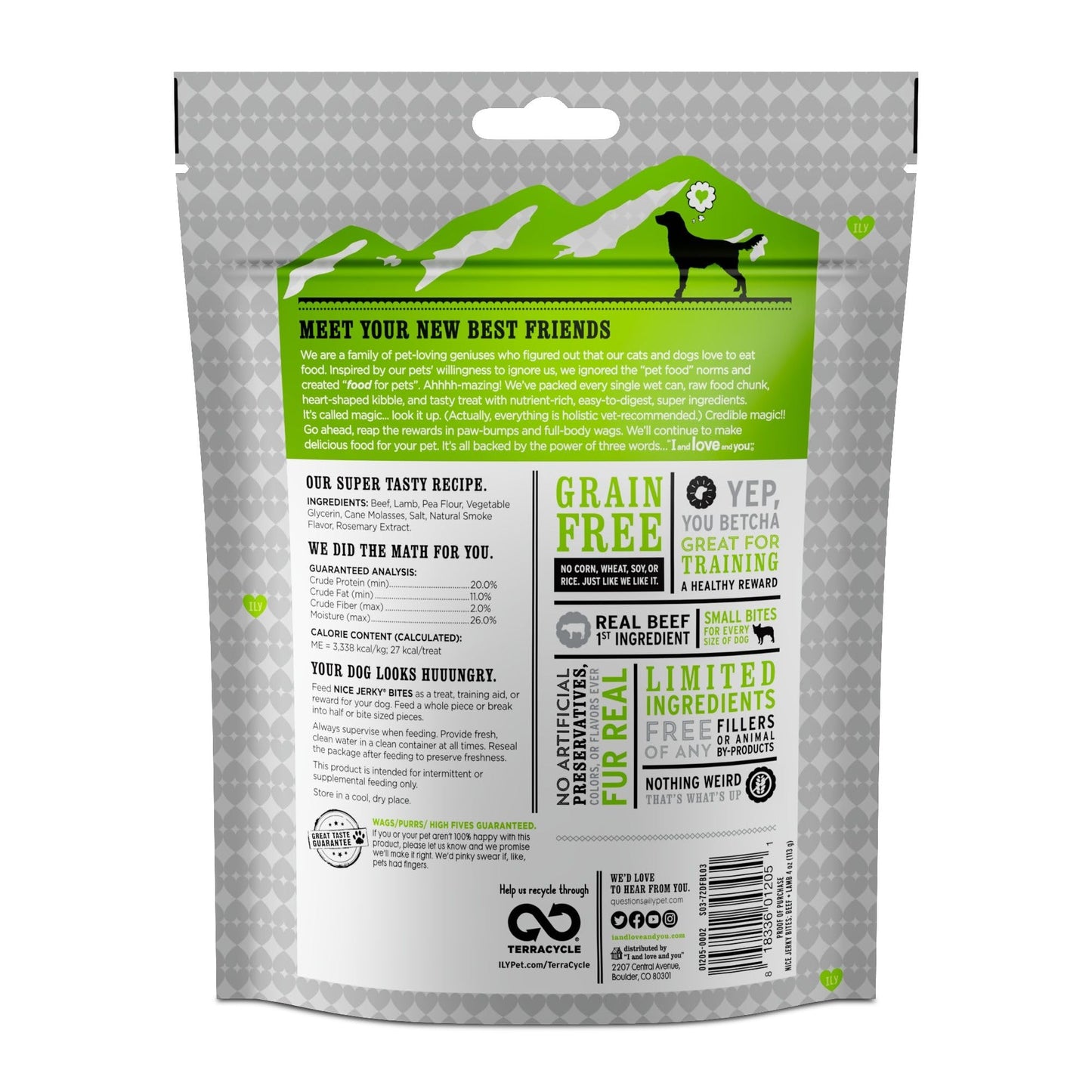 I and love and you Nice Jerky Bites - Beef + Lamb - Grain Free, Real Beef, Training Treat, Chewy Dog Treats, Filler Free, 4oz