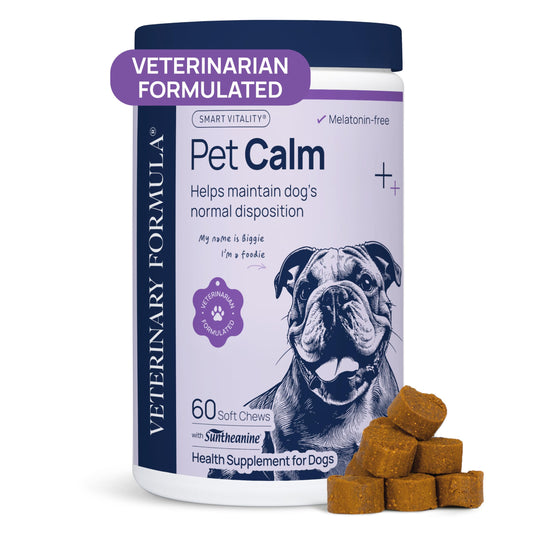 Veterinary Formula Pet Calm 60ct – Vet-Formulated Calming Chews for Dogs with L-Theanine, L-Tryptophan for Behavior Support, Relaxation Treats, Puppy Chews for Stressful Situations, Dog Calming Aid