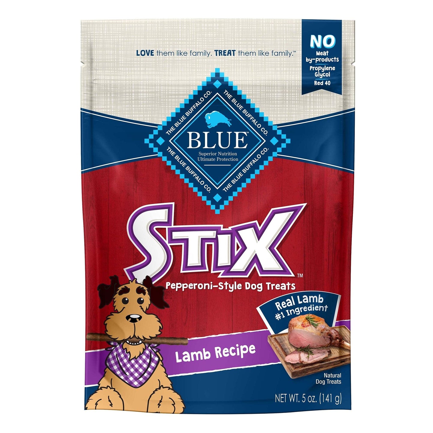 Blue Buffalo Stix Natural Soft Moist Dog Treats Lamb Recipe Bag