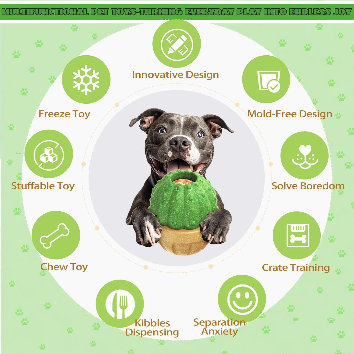 DSUMD Interactive Dog Toys, Frozen Treat Dispensing for Aggressive Chewers, Indestructible Nylon Chew Toy, Slow Puzzle Feeder for Healthy Eating, for Small Medium Large Breed to Keep Them Busy, Green