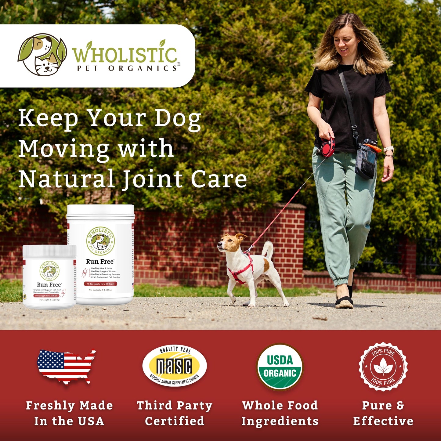 Wholistic Pet Organics Joint Supplement for Dogs - 4 Oz - Daily Dog Hip and Joint Supplement with Glucosamine Chondroitin & MSM to Support Mobility - All Breeds & Ages - Organic Glucosamine for Dogs