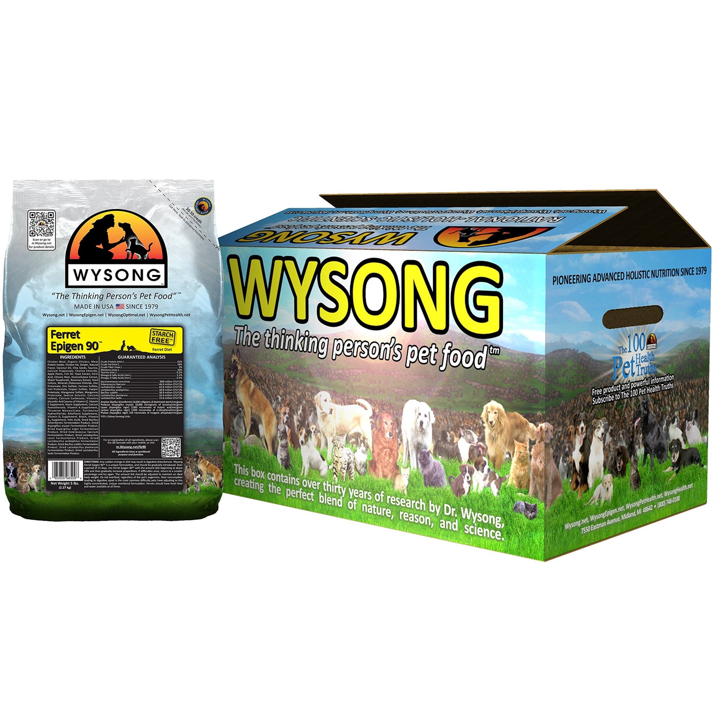 Wysong Ferret Epigen 90 - Starch Free Dry Natural Food for Ferrets, Four- 5 Pound Bags, Model:WDFE9020