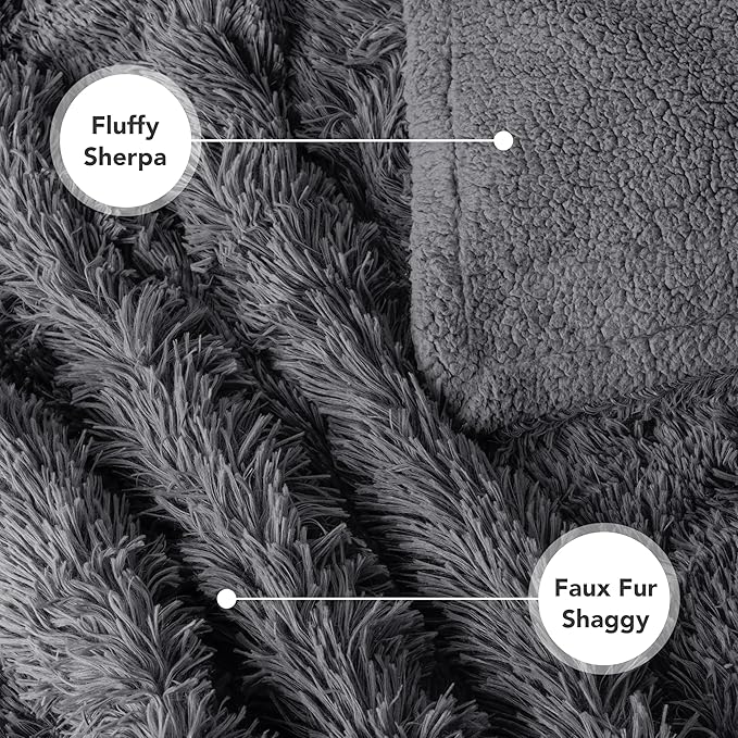 PetAmi Waterproof Dog Blanket for Large Dog, Queen Size Calming Pet Blanket Couch Cover Protector, Sherpa Faux Fur Cat Throw for Sofa Furniture Bed, Soft Fluffy XL, 90x90 Gray