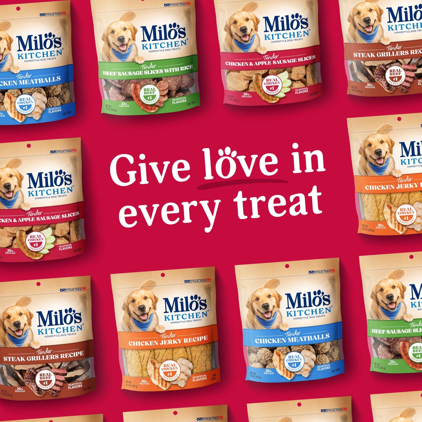 Milo's Kitchen Homestyle Dog Treats, Chicken & Apple Sausage Slices, 18 Ounce, High Protein, No Artificial Flavors