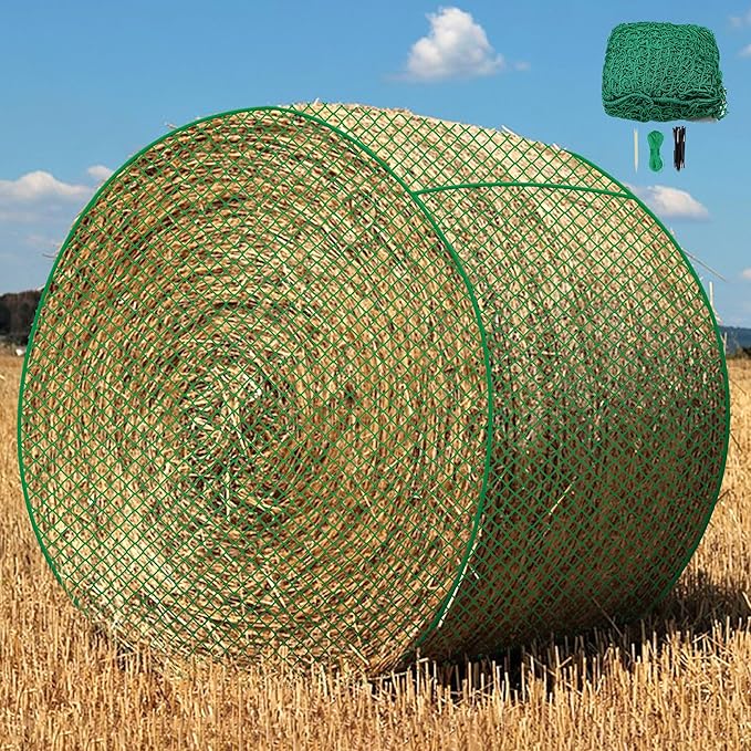6x6 ft Round Bale Hay Net- Large Slow Feed Hay Net for Horses Goat Livestock, Knotless Sturdy Whole Bale Feeder with 1.57