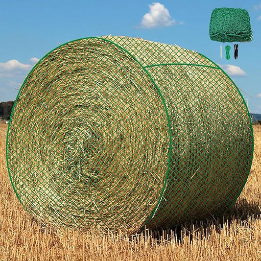 6x6 ft Round Bale Hay Net- Large Slow Feed Hay Net for Horses Goat Livestock, Knotless Sturdy Whole Bale Feeder with 1.57" Holes Fits for Round Bales 4x4 5x5, 6x6ft or Square 3x3x8, 4x4x8, 5x5x8ft