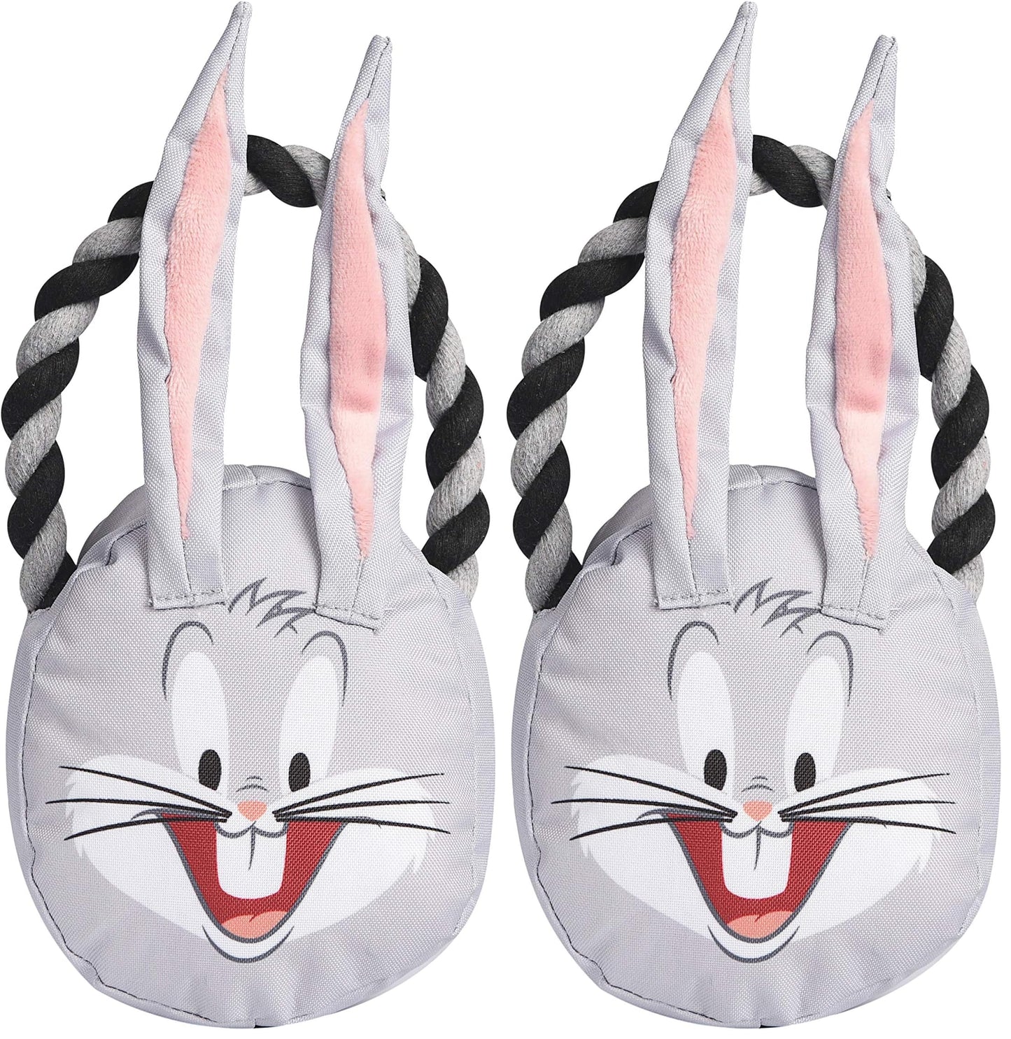 LOONEY TUNES for Pets Bugs Bunny Rope Head Stuffed Dog Toy for All Dogs | Grey and White Bugs Bunny Plush Fabric Toy for Dogs | Cute Rope Canvas Dog Toy (Pack of 2)