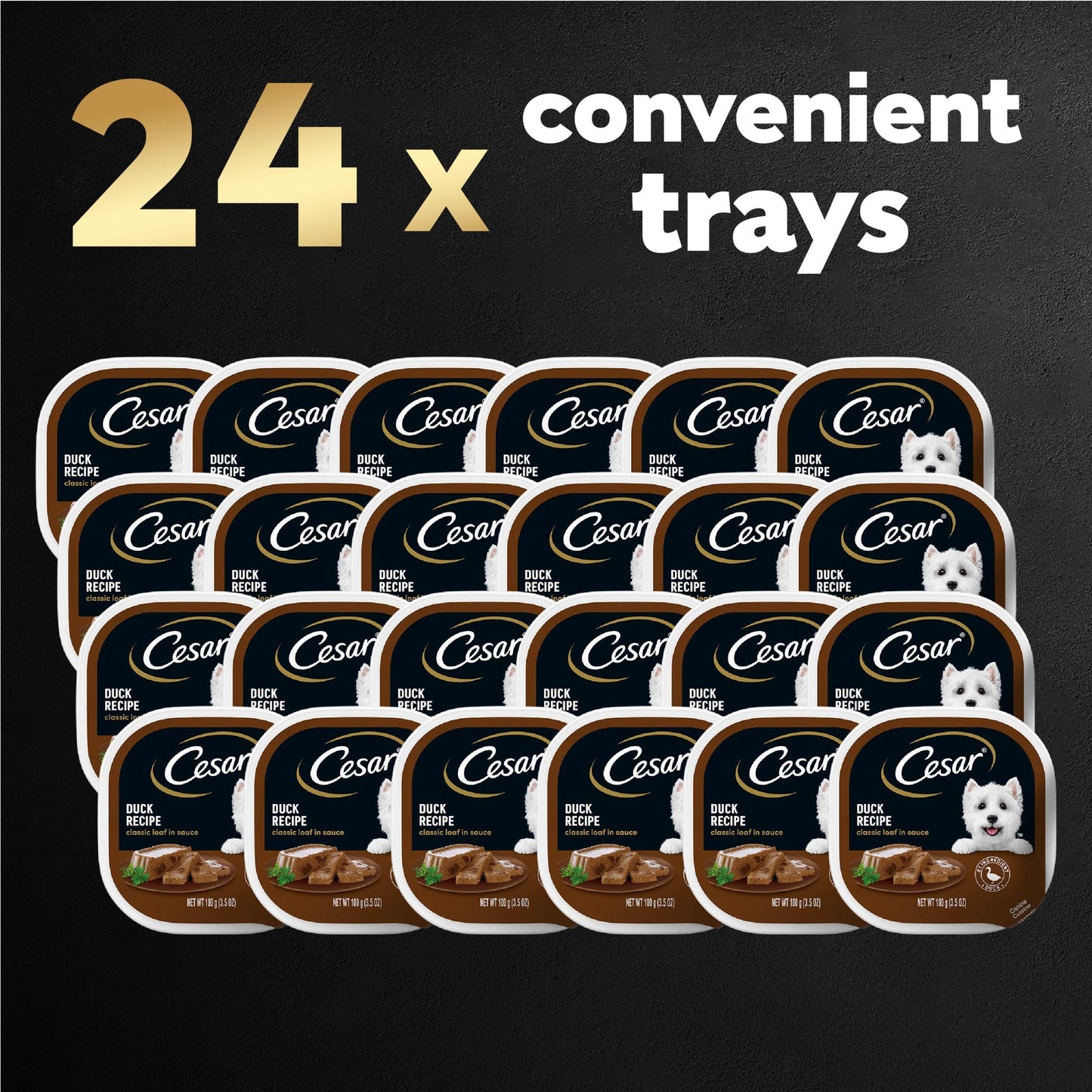 Cesar Wet Dog Food Classic Loaf in Sauce Duck Recipe, 3.5 oz. Easy Peel Trays (24 Count, Pack of 1)