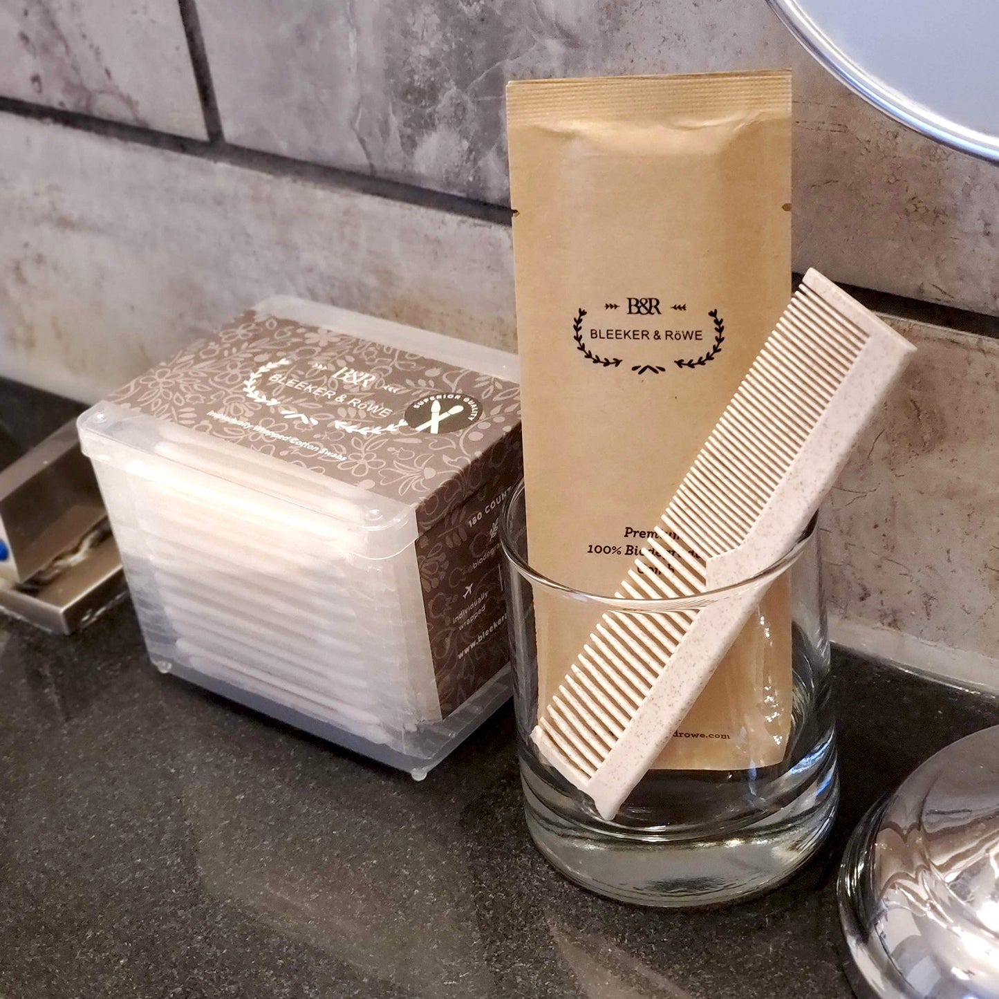 Bleeker and Rowe 100% Biodegradable Combs - Individually wrapped - Environmentally Eco Friendly Bulk Pocket Pet Dog Grooming Hair Lice Combs - Perfect for Macrame (Pack of 15)