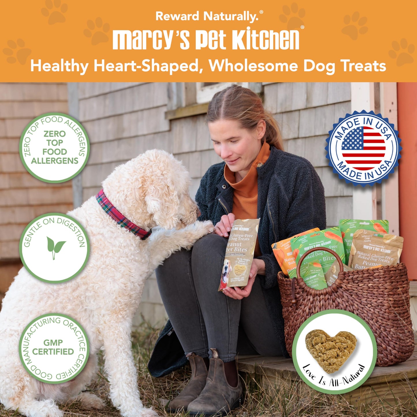 Marcy's Pet Kitchen- Diabetic All Natural, Crunchy, Pumpkin Biscuit Dog Treats - No Preservatives-Crunchy Approved- Vegan, Gluten Free, Human Grade, Made in The USA, Healthy Pumpkin Dog Treats