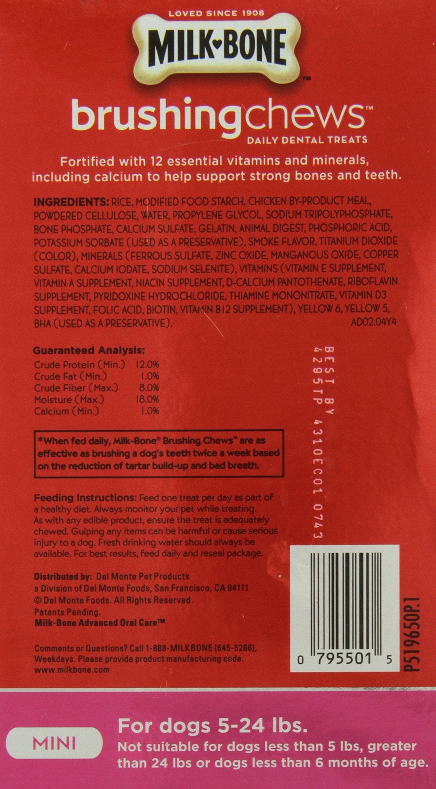 Milk-Bone Brushing Chews Daily Dental Dog Treats, Mini, 56 Count