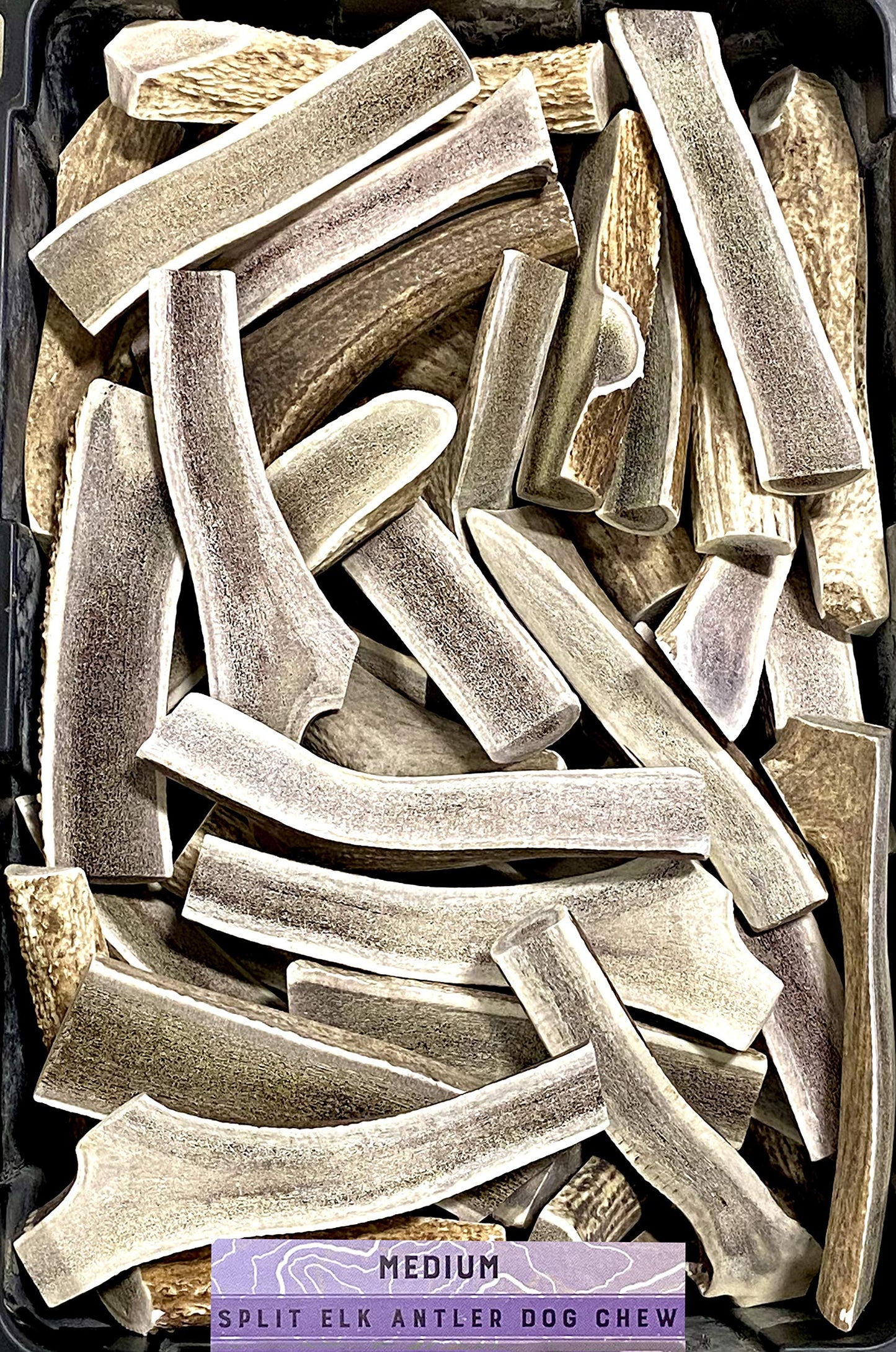 Natural Dakota Premium Split Elk Dog Chews | Antler Dog Chew Bones for Small, Medium, Large Dogs | 100% Naturally Shed Elk Dog Chew Bones | Long Lasting Dog Chew Toy | (Medium) Made in USA