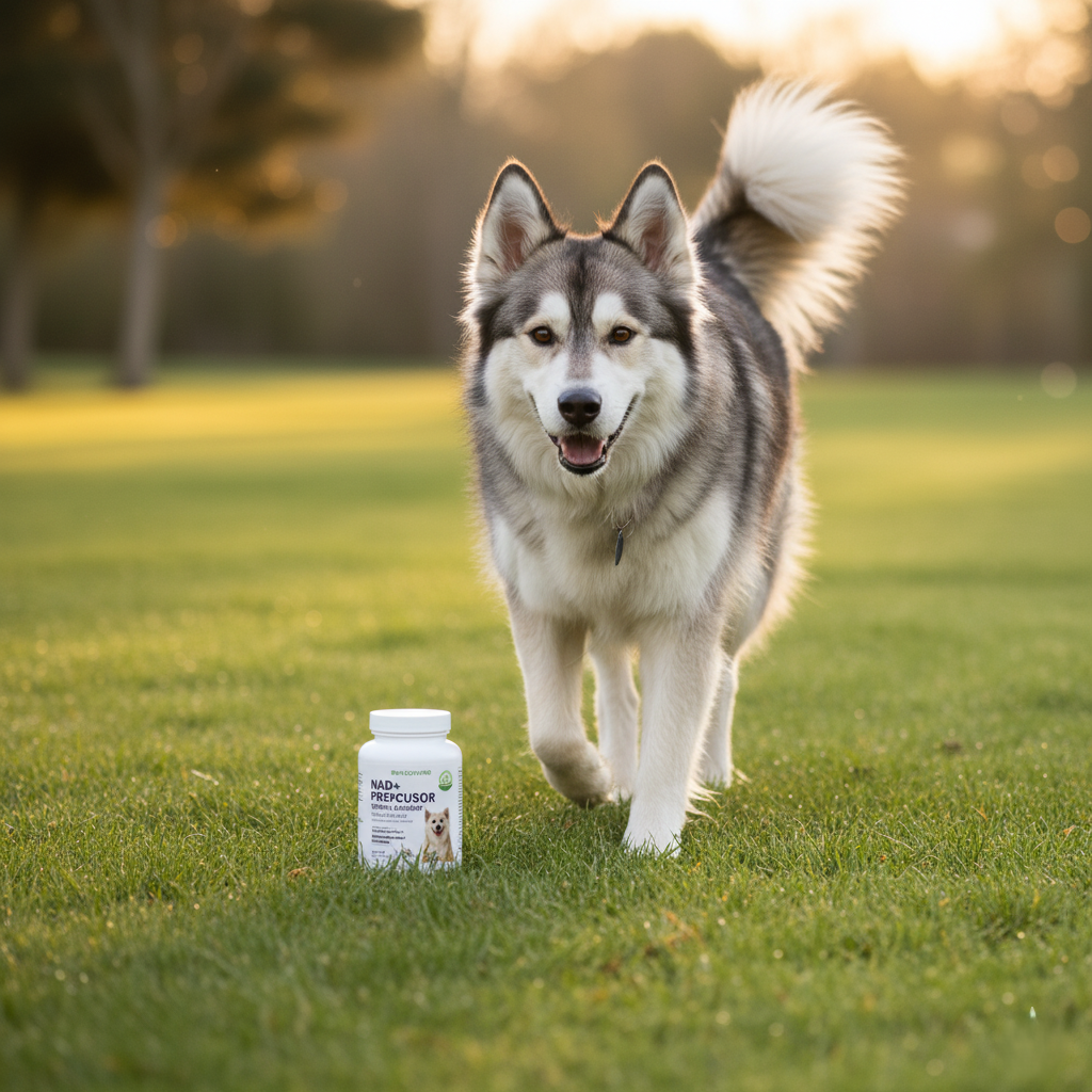 NAD+ Precursor Senior Dog Supplement — anti-aging and energy soft chews with Nicotinamide Riboside, Resveratrol, and Quercetin, available at PurePupper