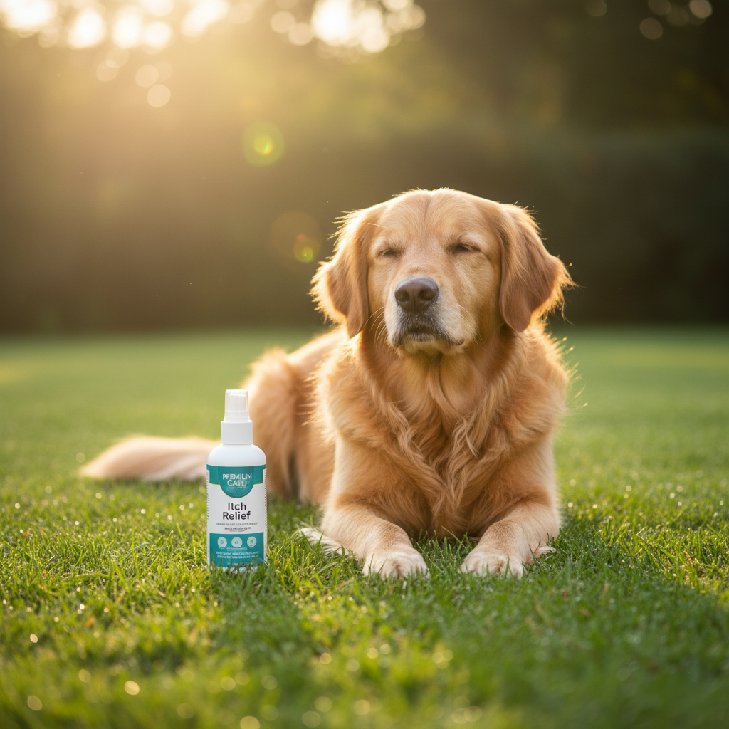 PREMIUM CARE Itch Relief for Dogs — natural allergy and anti-itch supplement chews with colostrum, omega, and bee pollen, available at PurePupper